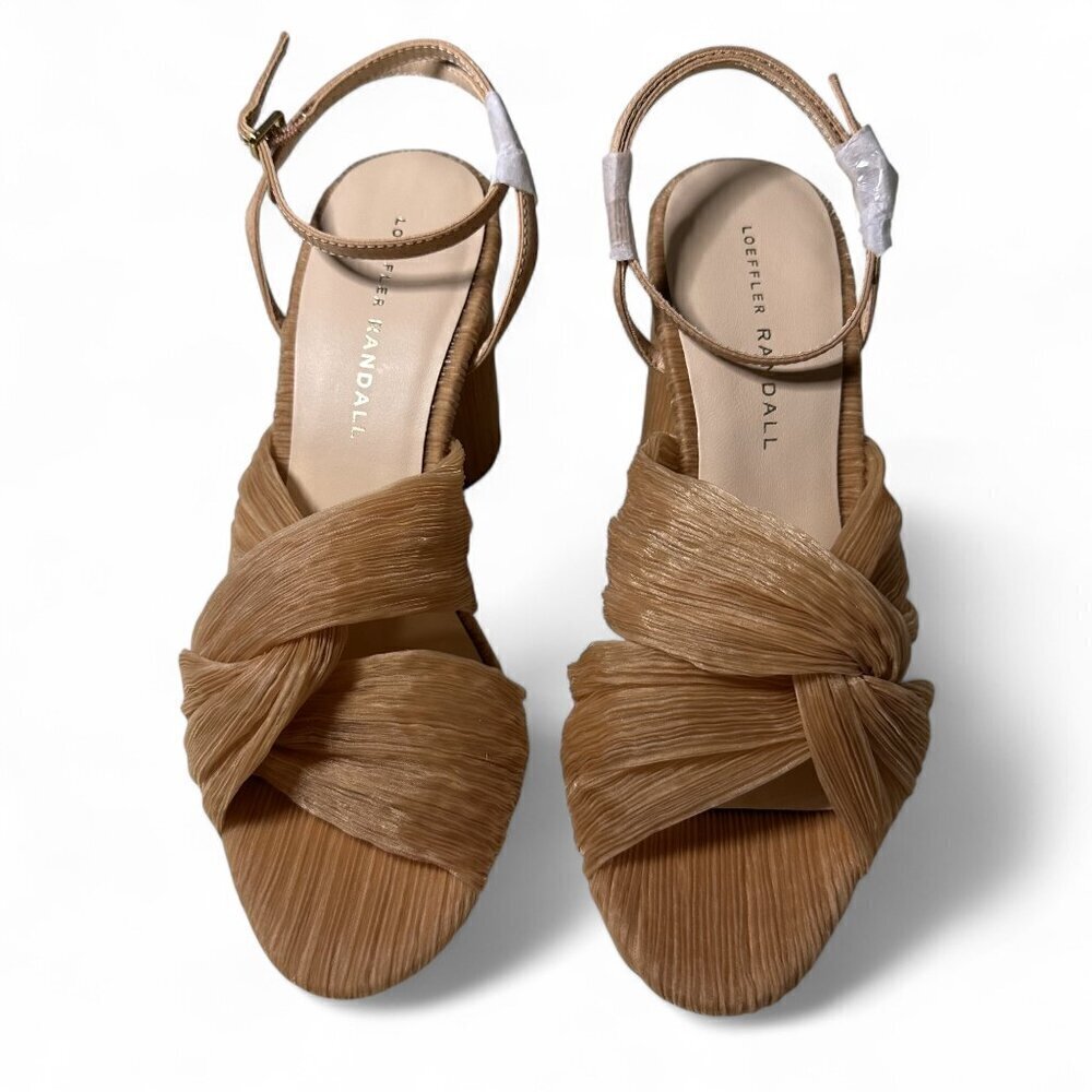 Loeffler Randall Reed Pleated Twist Heel in Peach Polyester Pink Sz 7 B NIB - Picture 2 of 14